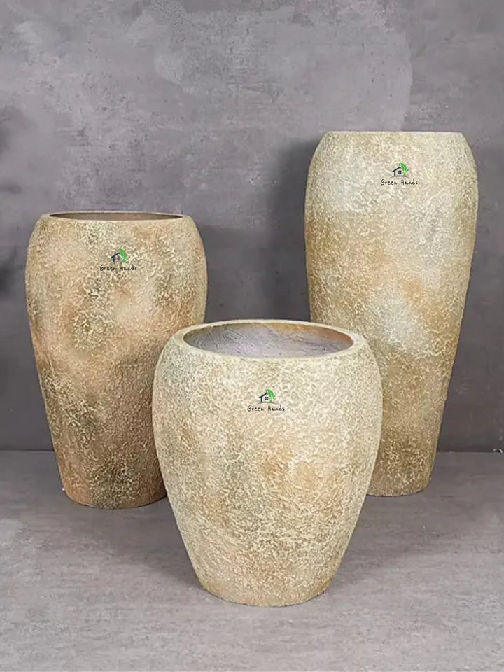 Amber-Stone-Urn-Planters-Set