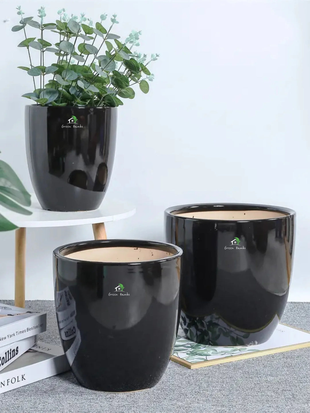 Best-Value-Glossy-Black-Ceramic-Pots-Set