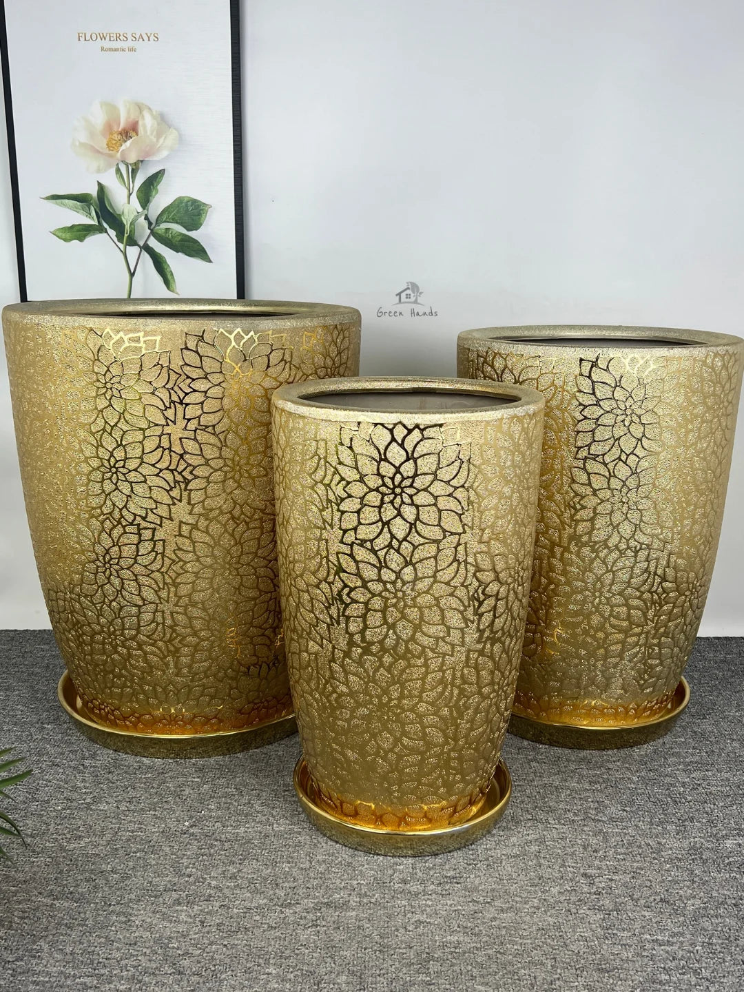 Golden Ceramic VIP Planters - Elevate UAE Homes with Luxury & Style