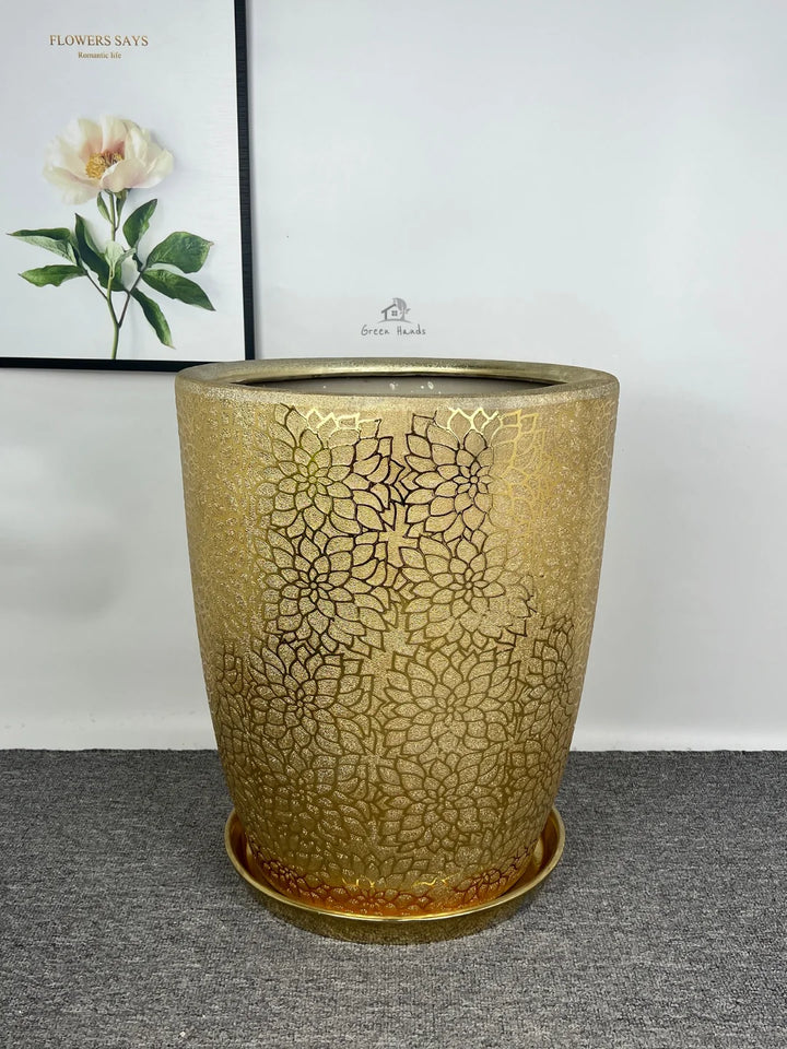 Golden Ceramic VIP Planters - Elevate UAE Homes with Luxury & Style