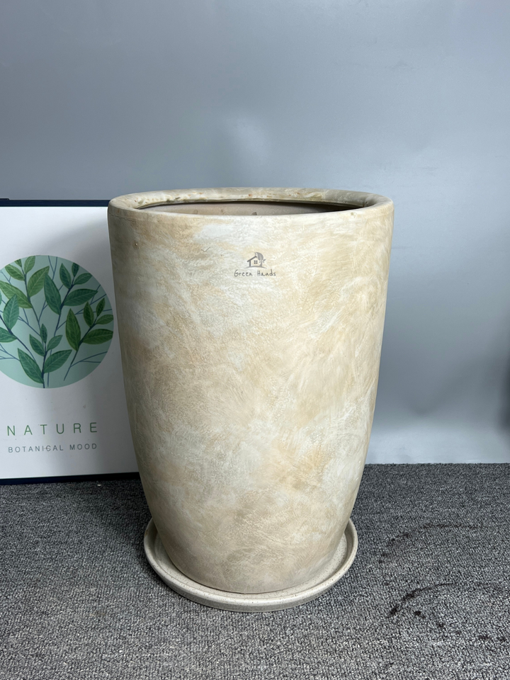 Elegant Egyptian Marble Slate Beige Ceramic Pots | Dubai & Abu Dhabi