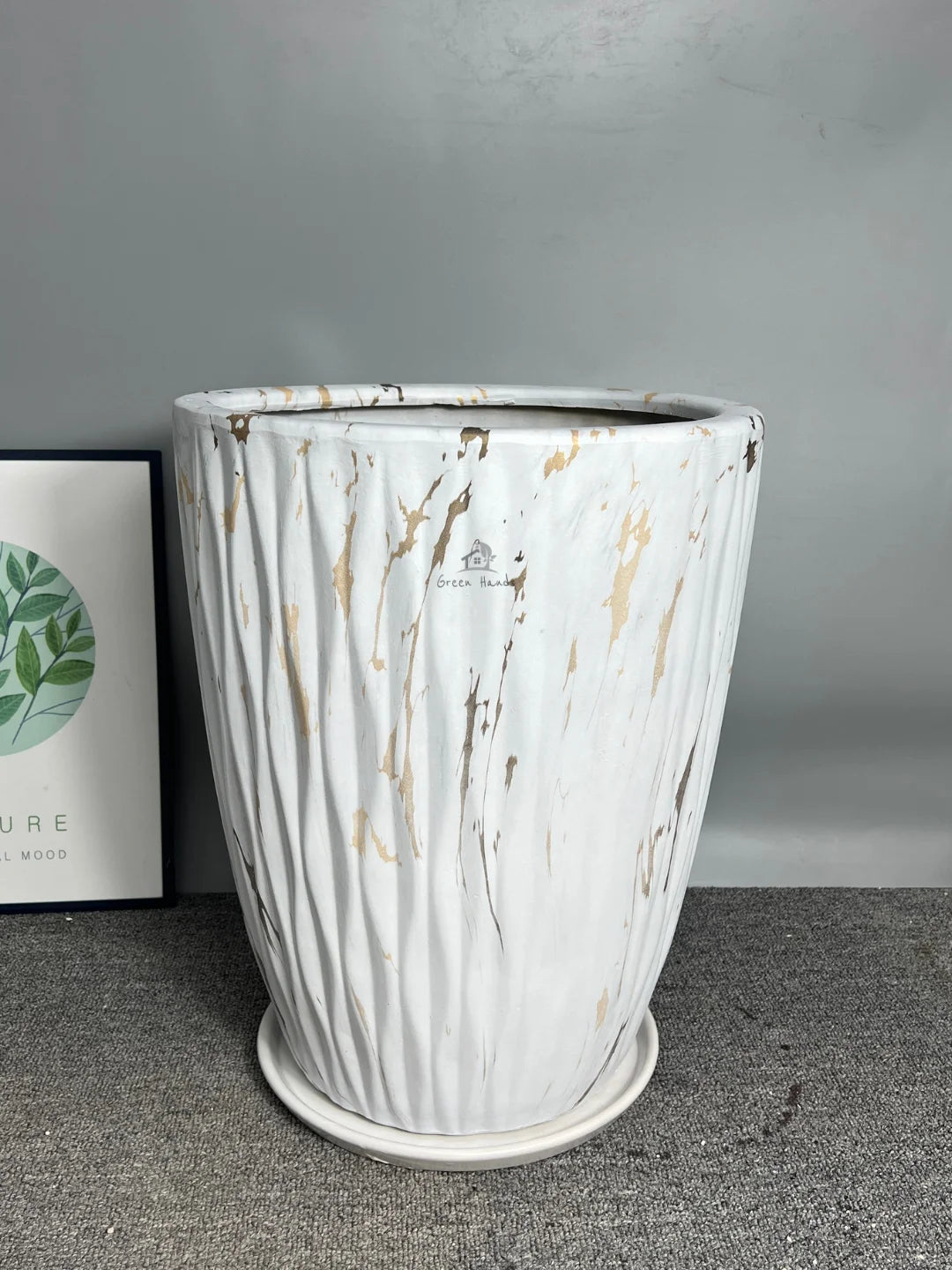 Premium Extra Large Marble Ceramic Pots Marble Gold L