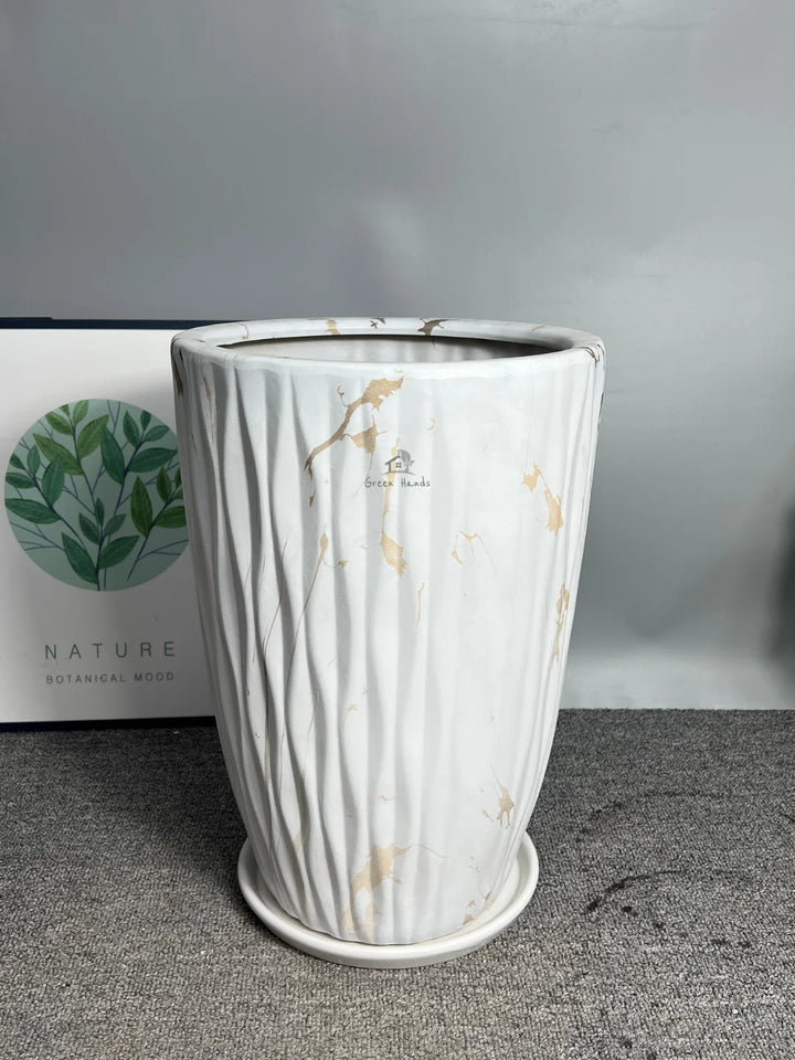 Premium Extra Large Marble Ceramic Pots Marble Gold M