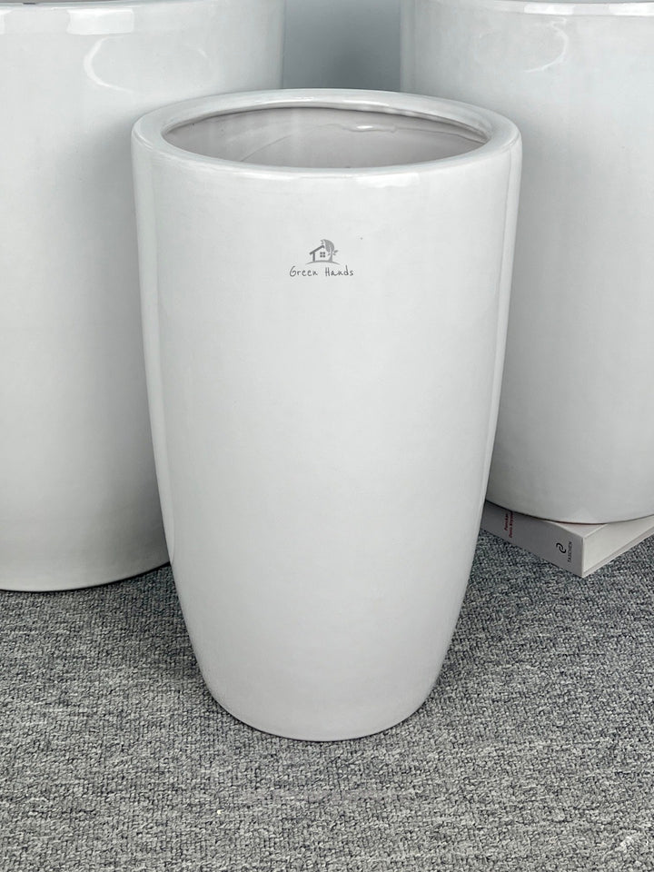 Best Value Glossy White Ceramic Pots: Perfect for Large & Extra Large Plants with Drain Holes and Base Plates | Now in Dubai & Abu Dhabi