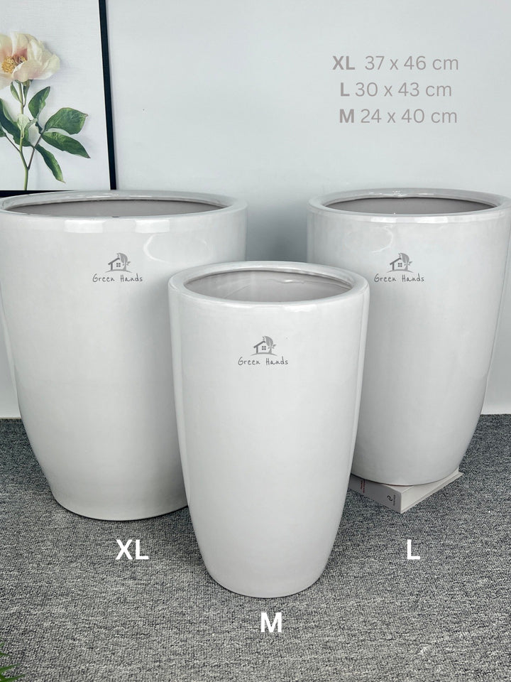 Best Value Glossy White Ceramic Pots: Perfect for Large & Extra Large Plants with Drain Holes and Base Plates | Now in Dubai & Abu Dhabi